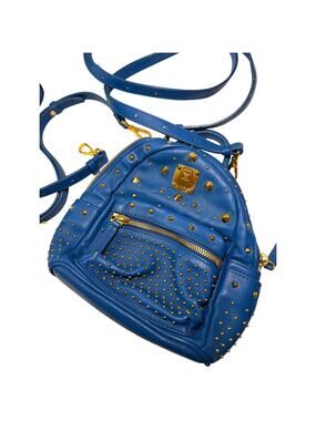 Stunning MCM Mini Studded Cobalt Blue Leather Backpack